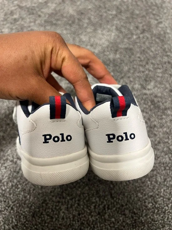 Polo by Ralph Lauren White and Navy Kids Sneakers - Picture 7 of 13